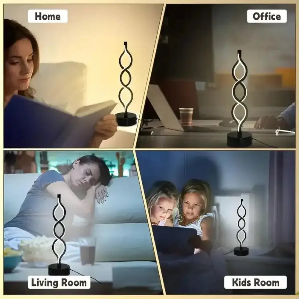 LED Spiral Table Lamp – Dimmable 3-Color, Eye Protection USB
