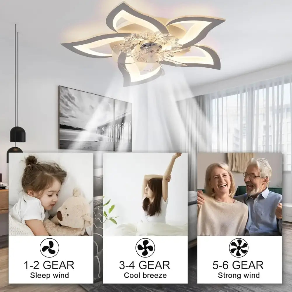 Modern Lotus Electric Ceiling Fan with Light
