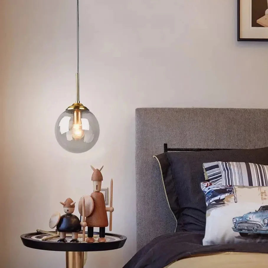 Modern Luxury Metal Chandelier Nordic LED Glass Pendant Lamp with E27 Base