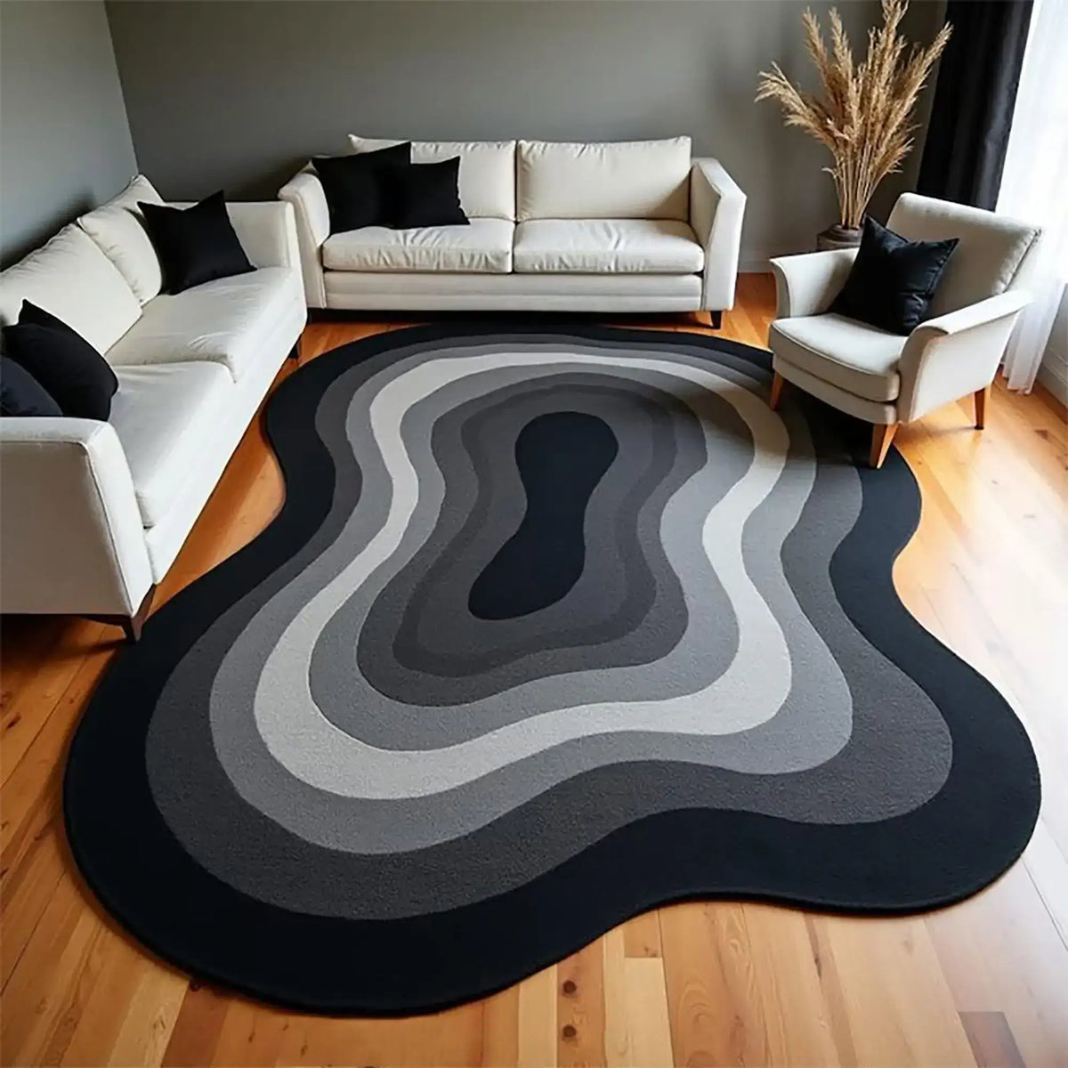 Irregular Art Non-Slip Memory Foam Rug for Living Room & Bedroom