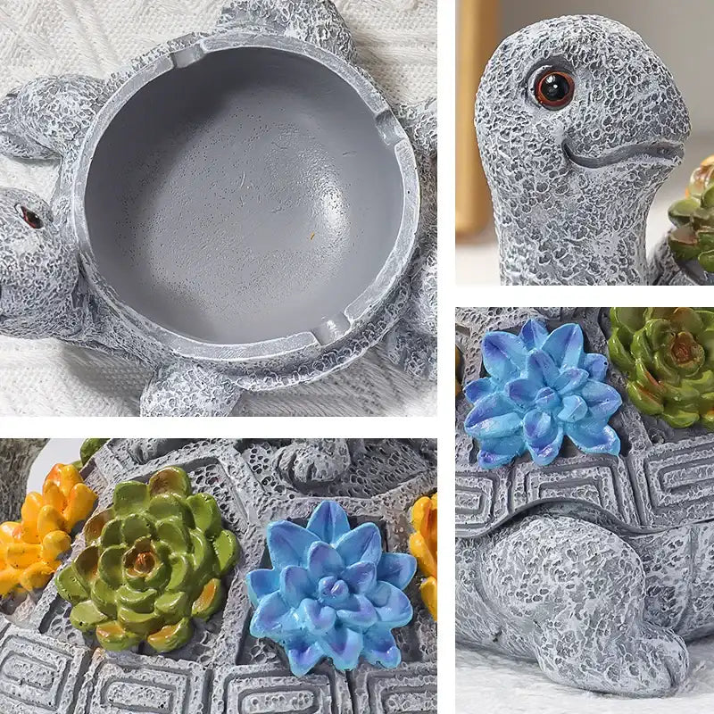 Turtle Succulent Ashtray – Resin Turtle Decor with Lid