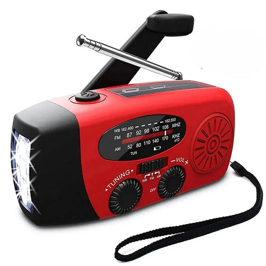 Multi-Function Emergency Solar & Hand Crank Radio | 2000mAh Power Bank & LED Flashlig