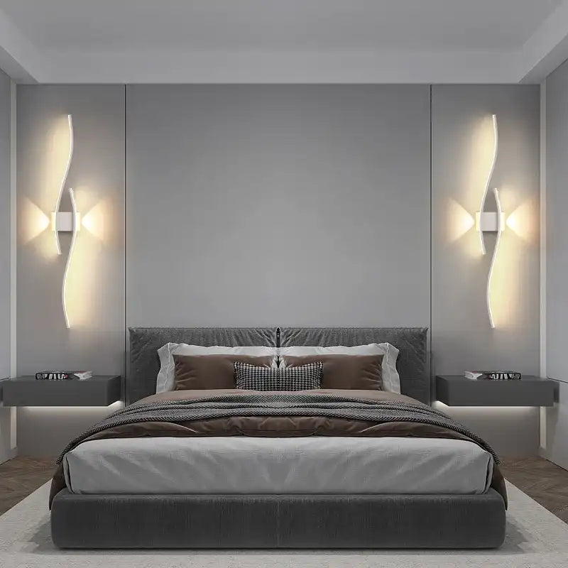Modern Wave LED Wall Sconce - Double Curve Aluminum Black