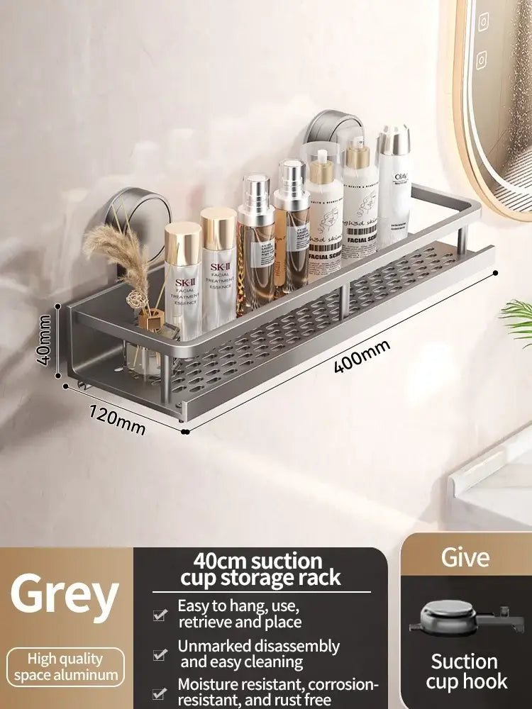 No-Drill Suction Cup Bathroom Shelf