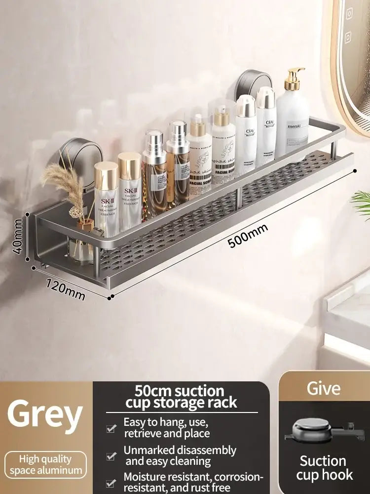 No-Drill Suction Cup Bathroom Shelf