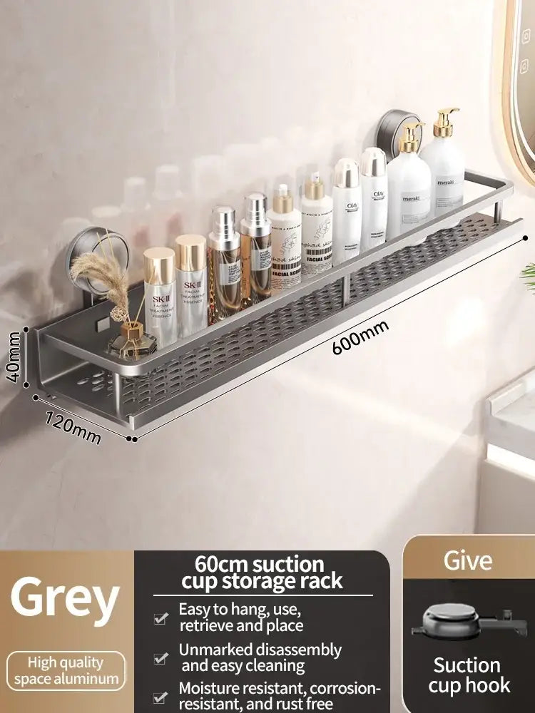 No-Drill Suction Cup Bathroom Shelf