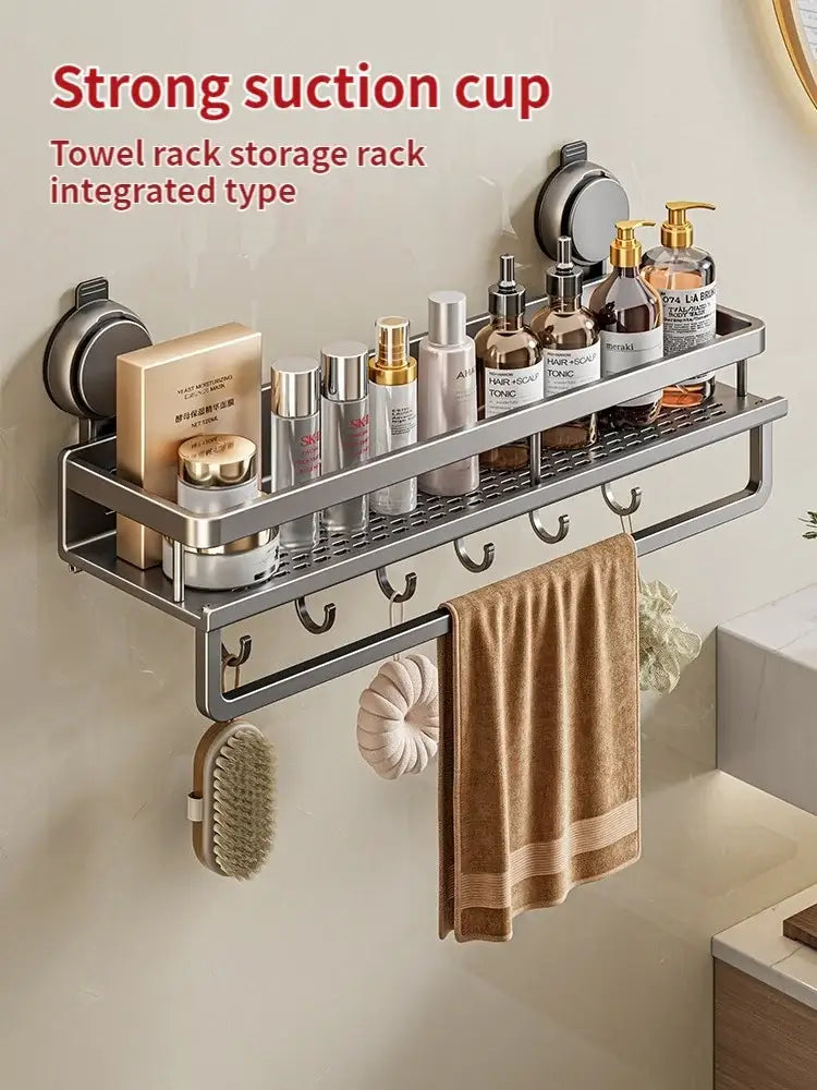 No-Drill Suction Cup Bathroom Shelf