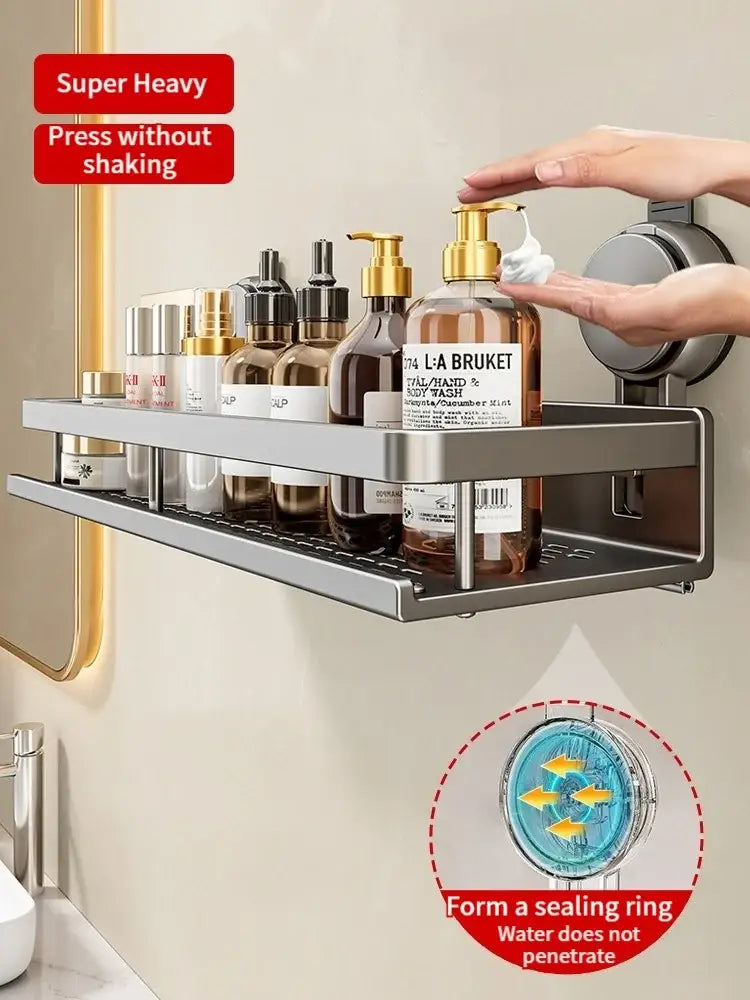 No-Drill Suction Cup Bathroom Shelf
