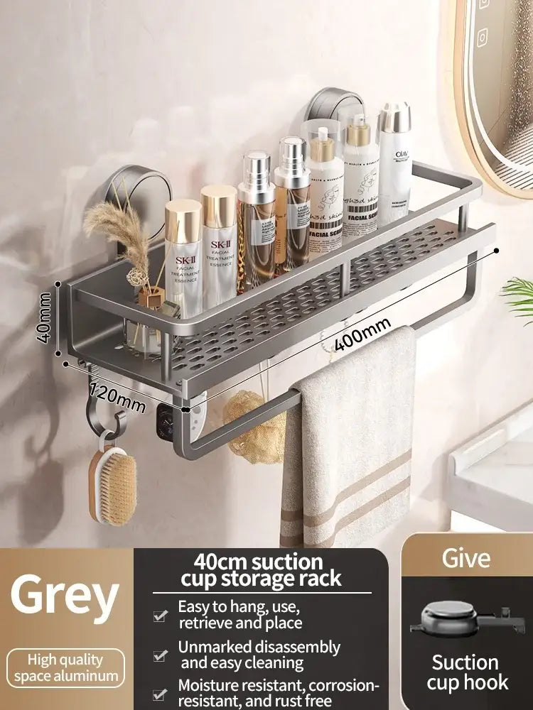 No-Drill Suction Cup Bathroom Shelf