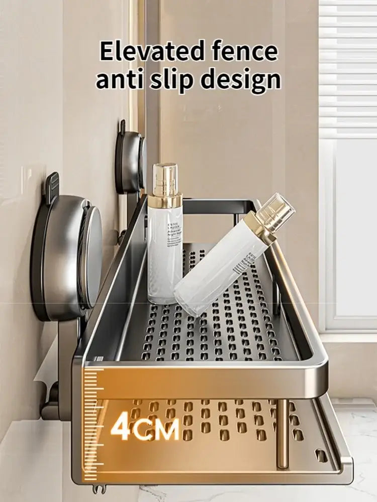 No-Drill Suction Cup Bathroom Shelf