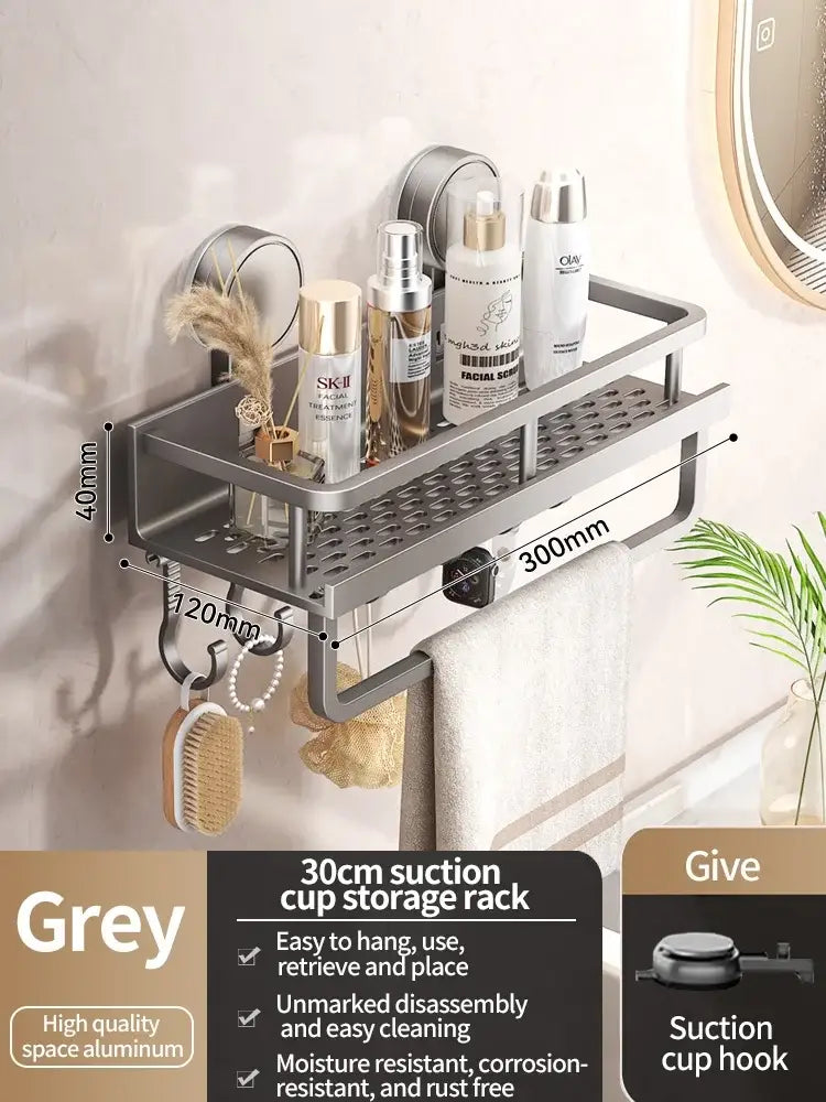 No-Drill Suction Cup Bathroom Shelf