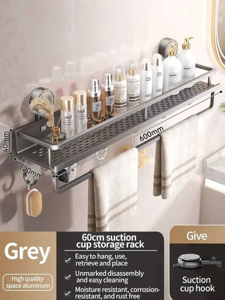 No-Drill Suction Cup Bathroom Shelf