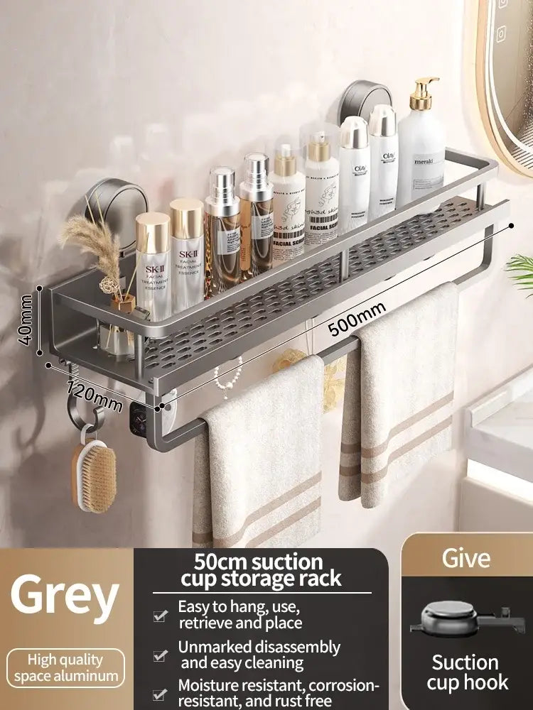 No-Drill Suction Cup Bathroom Shelf