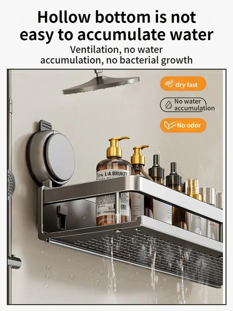 No-Drill Suction Cup Bathroom Shelf