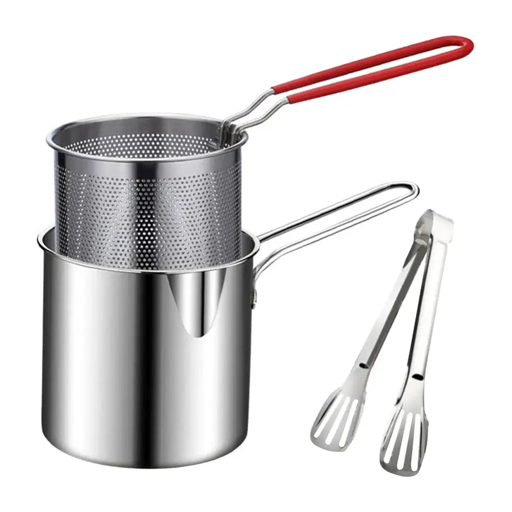 Oil-Saving Stainless Steel Fryer with Basket