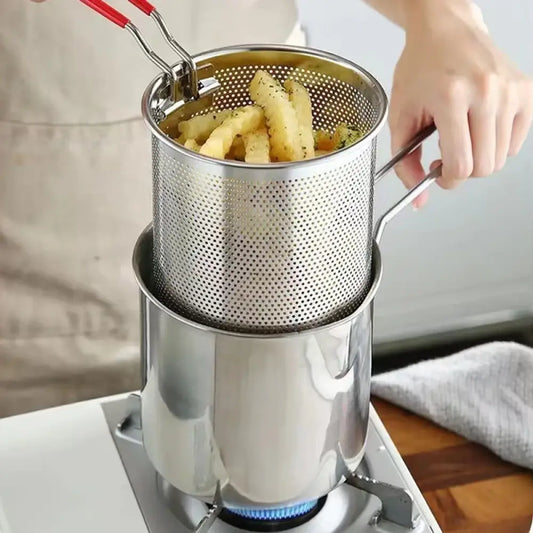 Oil-Saving Stainless Steel Fryer with Basket