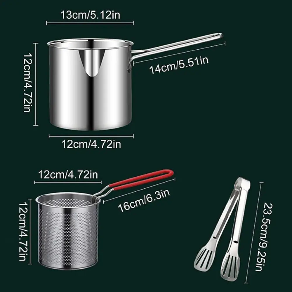 Oil-Saving Stainless Steel Fryer with Basket