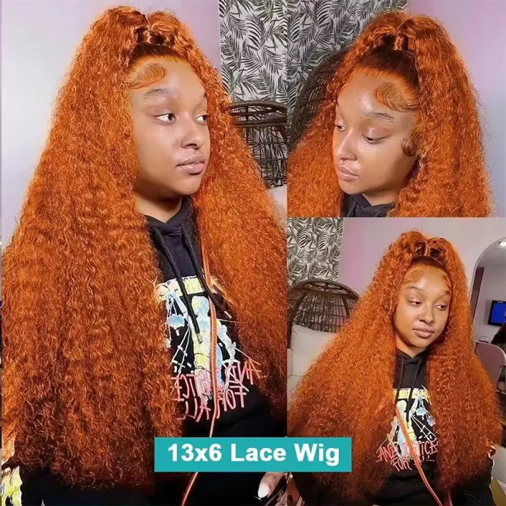 Orange Water Wave Human Hair Wig