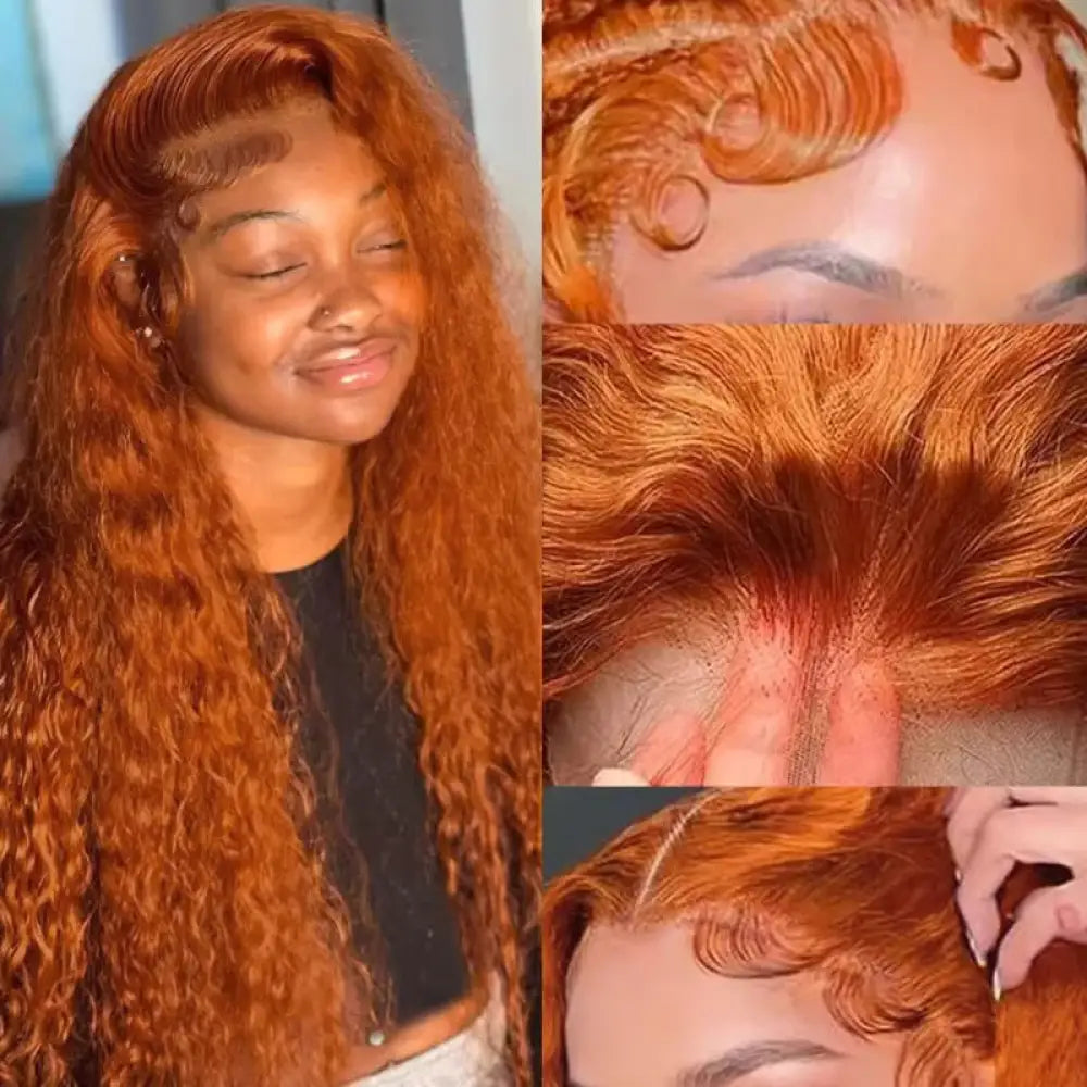 Orange Water Wave Human Hair Wig