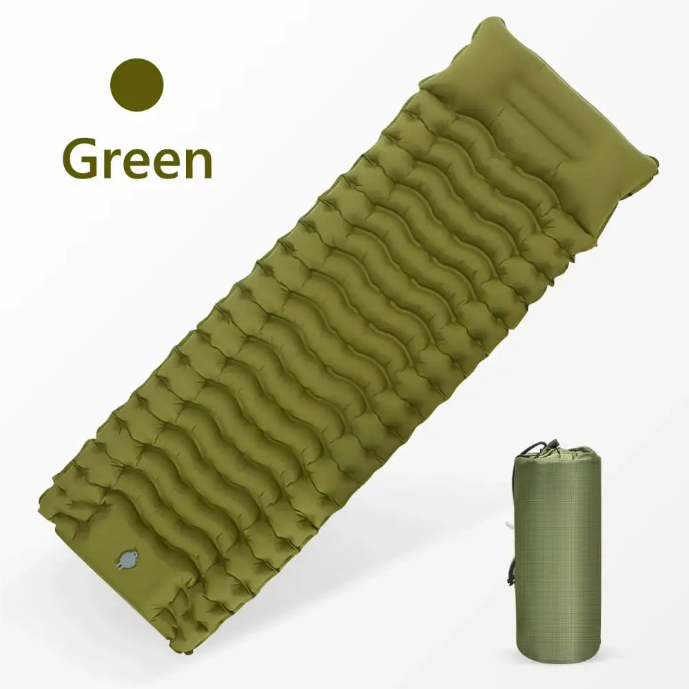 Outdoor Camping Inflatable Mattress with Built-in Pillow & Pump – Thick, Waterproof Sleeping Pad