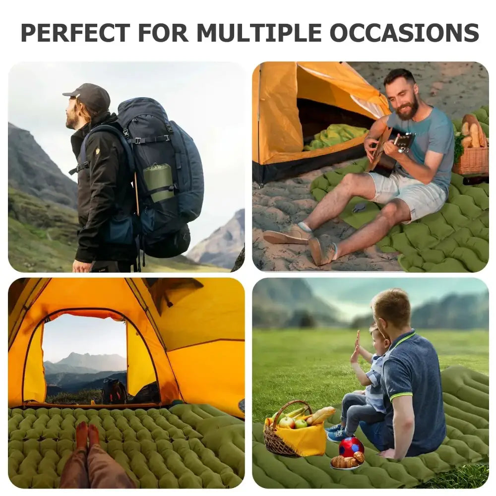 Outdoor Camping Inflatable Mattress with Built-in Pillow & Pump – Thick, Waterproof Sleeping Pad