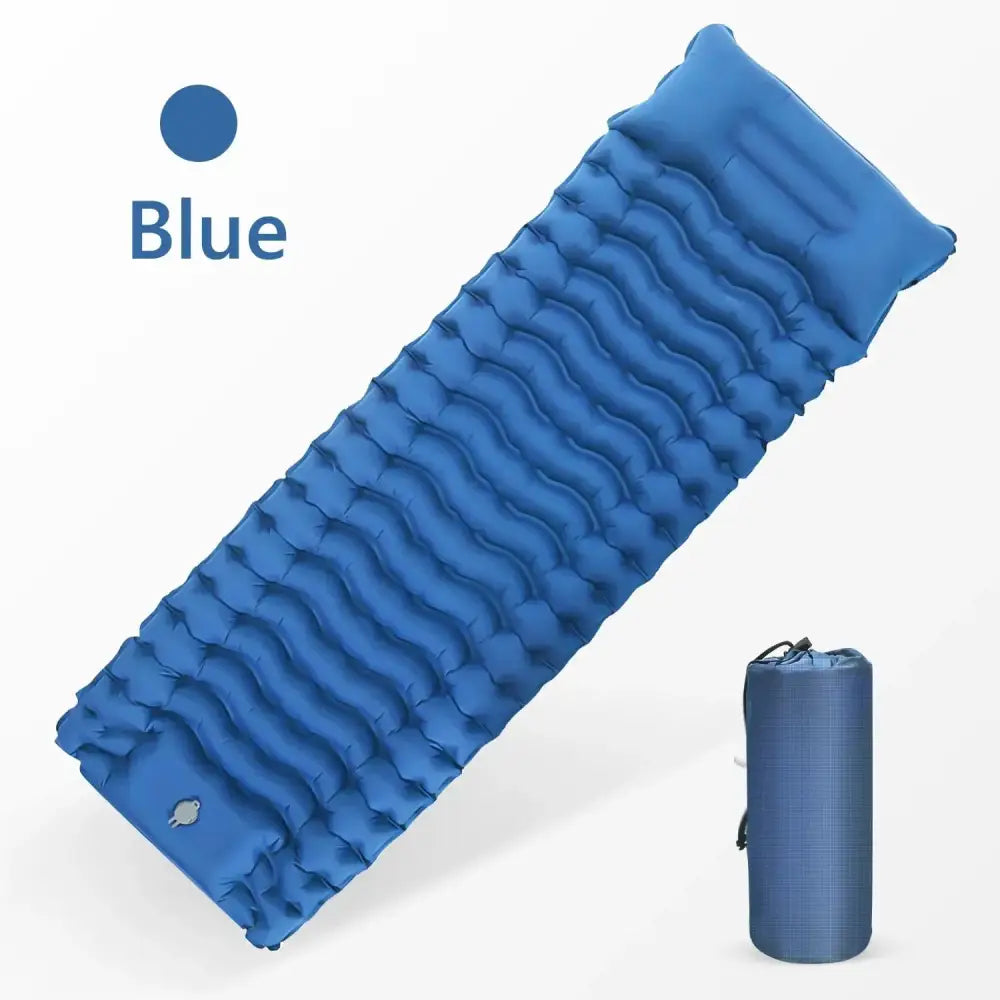 Outdoor Camping Inflatable Mattress with Built-in Pillow & Pump – Thick, Waterproof Sleeping Pad