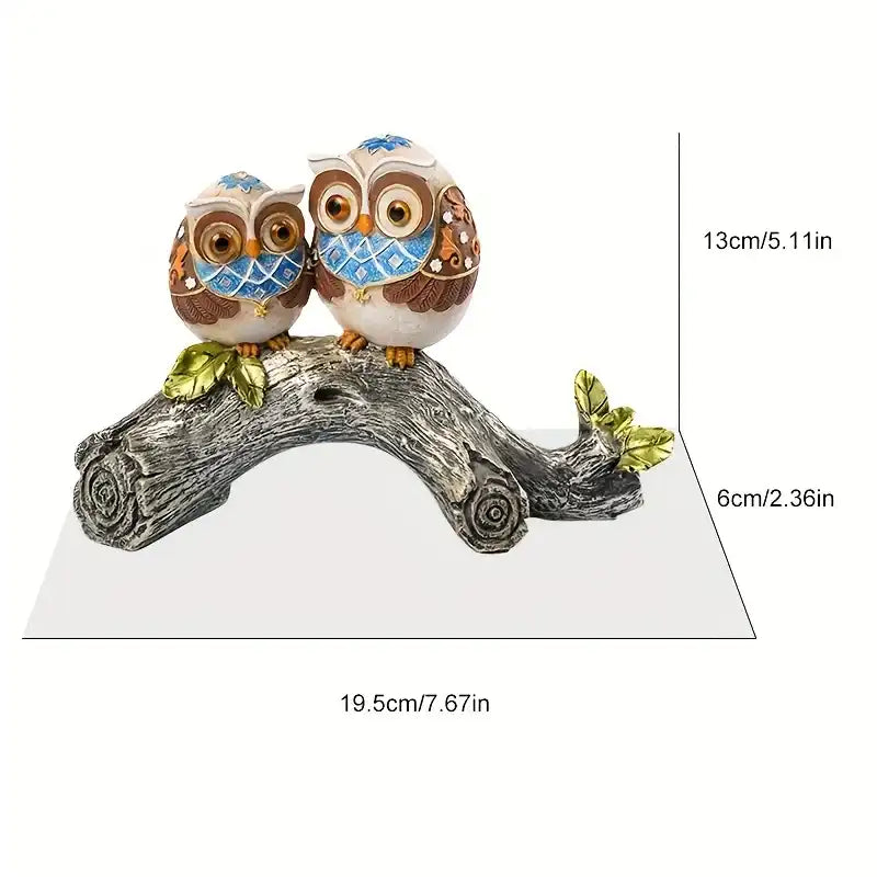 Handmade Owl Couple Resin Statue