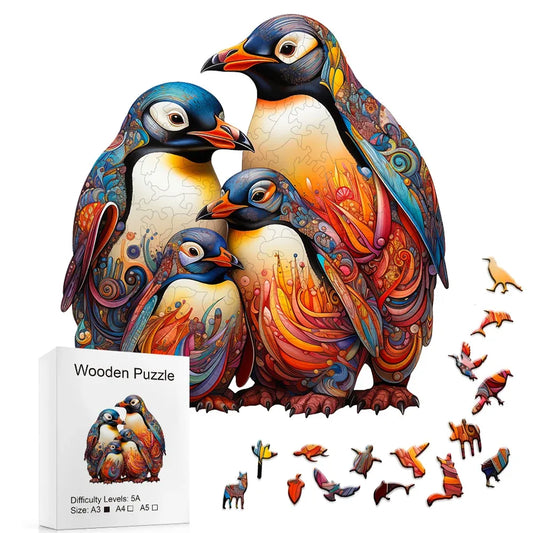 Wooden Penguin Puzzle – Irregular Pieces in Exquisite Gift Box