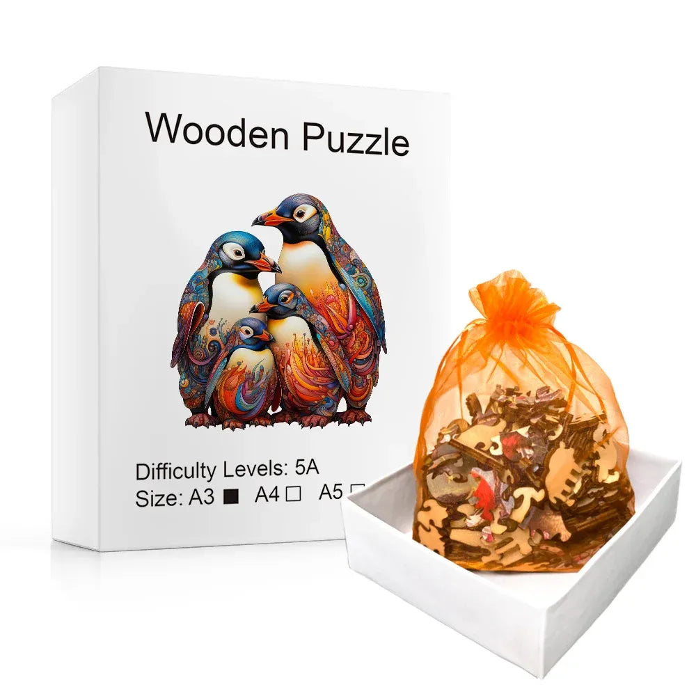 Wooden Penguin Puzzle – Irregular Pieces in Exquisite Gift Box