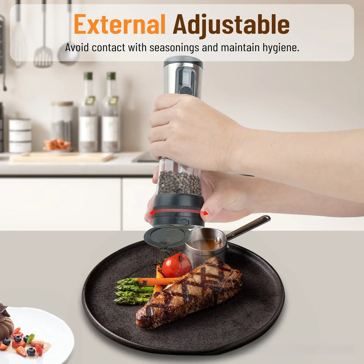 USB Rechargeable Electric Salt & Pepper Grinder Set