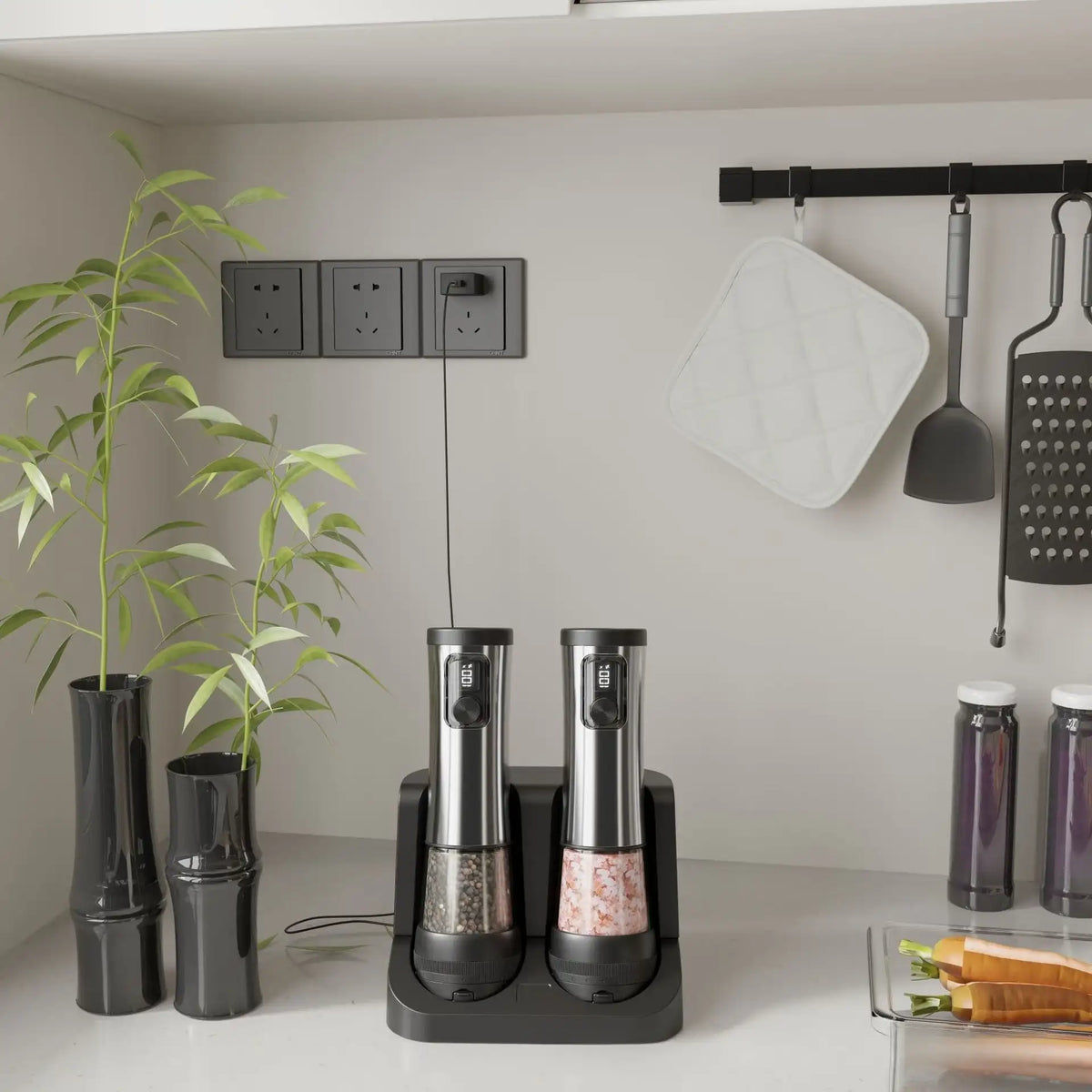 USB Rechargeable Electric Salt & Pepper Grinder Set