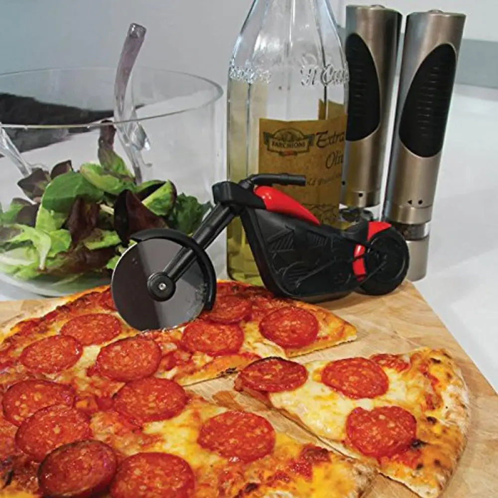 Pizza Cutter Bike Stainless Steel Creative Motorcycle Roller