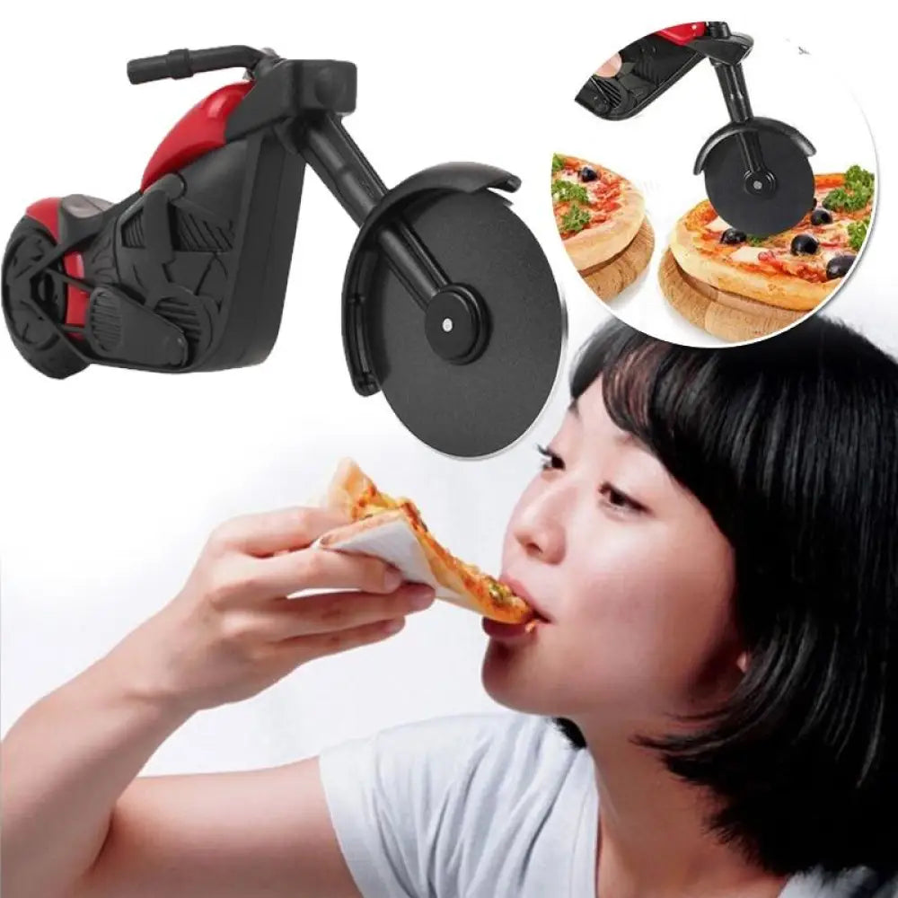 Pizza Cutter Bike Stainless Steel Creative Motorcycle Roller