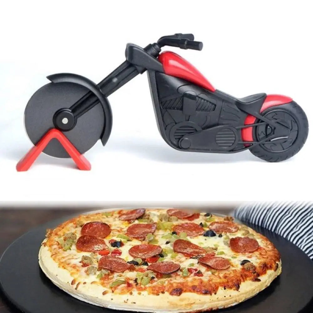 Pizza Cutter Bike Stainless Steel Creative Motorcycle Roller