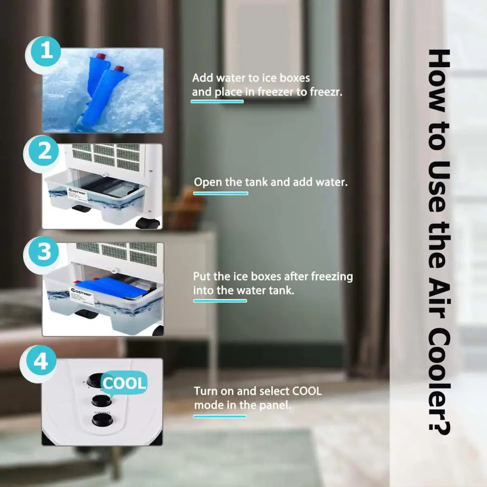 Portable Air Conditioner Evaporative Stand Up Windowless Room Cooler