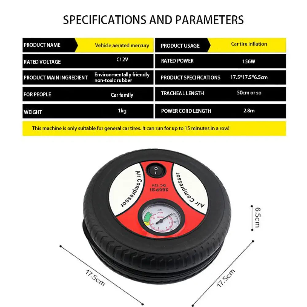 Portable Auto Tire Pump [12V DC]