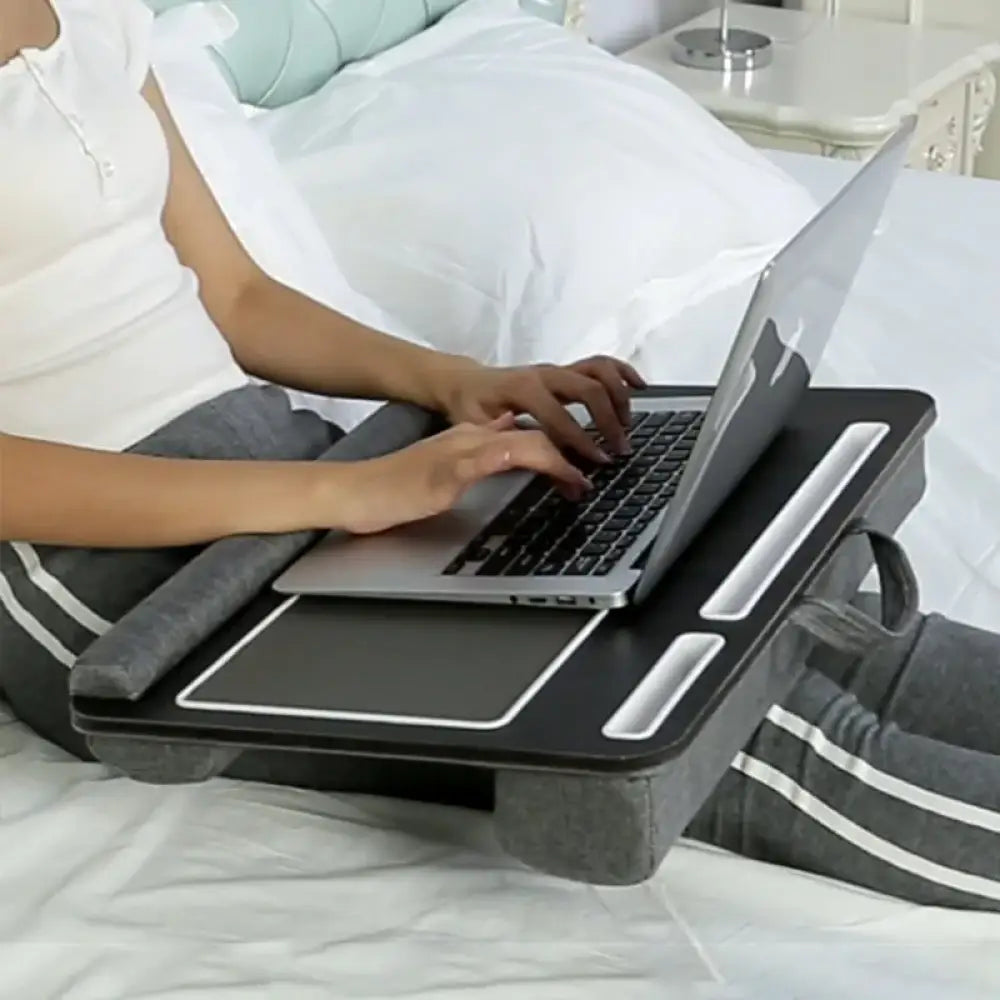 Portable Bamboo Laptop Desk Built-in Mouse Pad & Storage Sofa Bed
