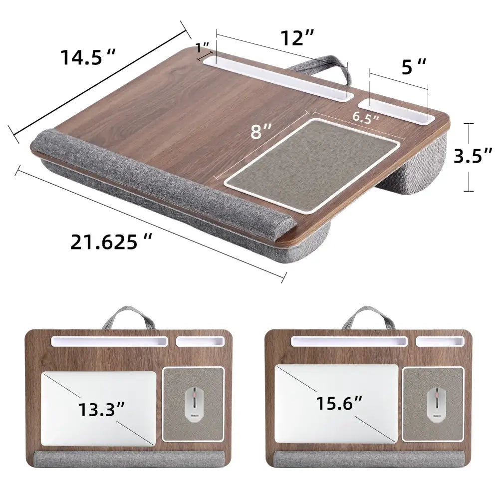Portable Bamboo Laptop Desk Built-in Mouse Pad & Storage Sofa Bed