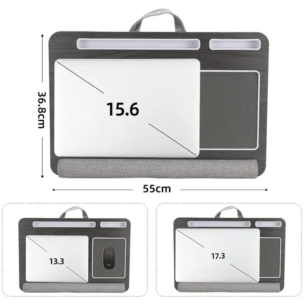 Portable Bamboo Laptop Desk Built-in Mouse Pad & Storage Sofa Bed
