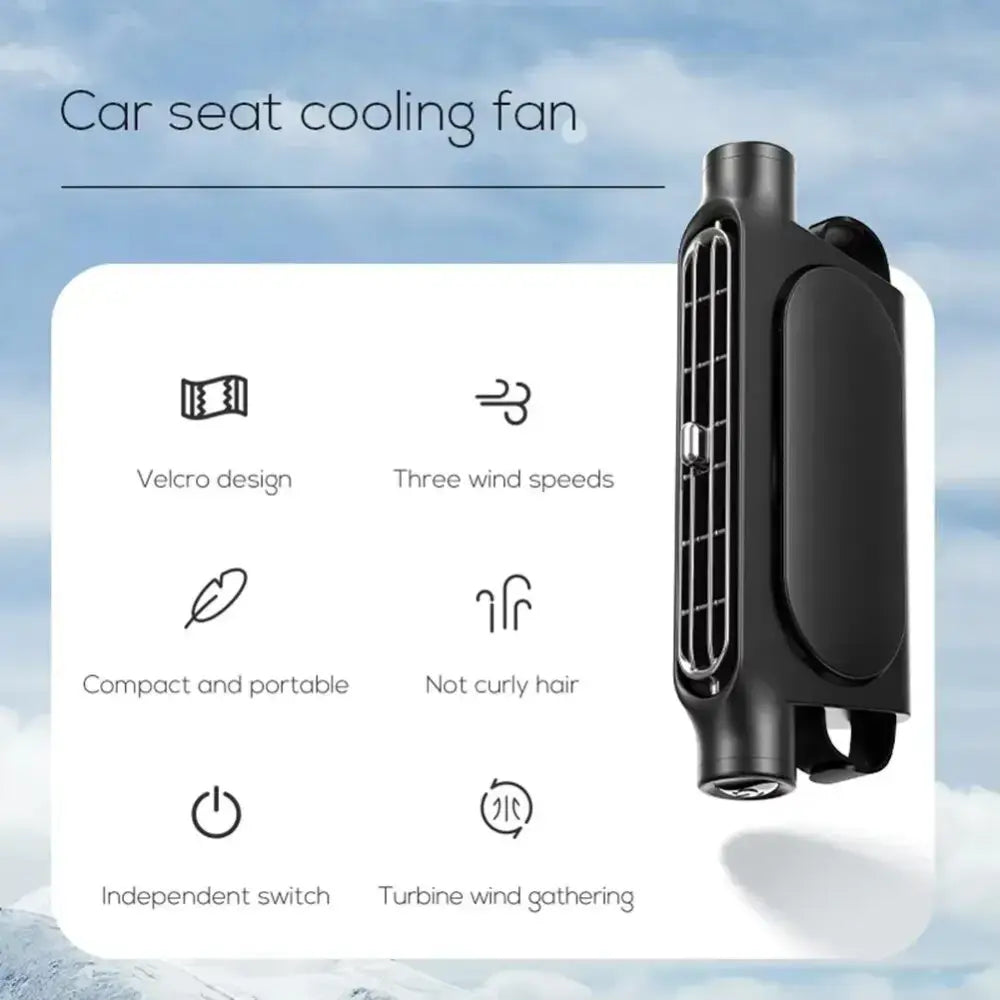 Portable Car Seat Fan with USB Power, Ice-Sensing Fan for Front & Rear Seats