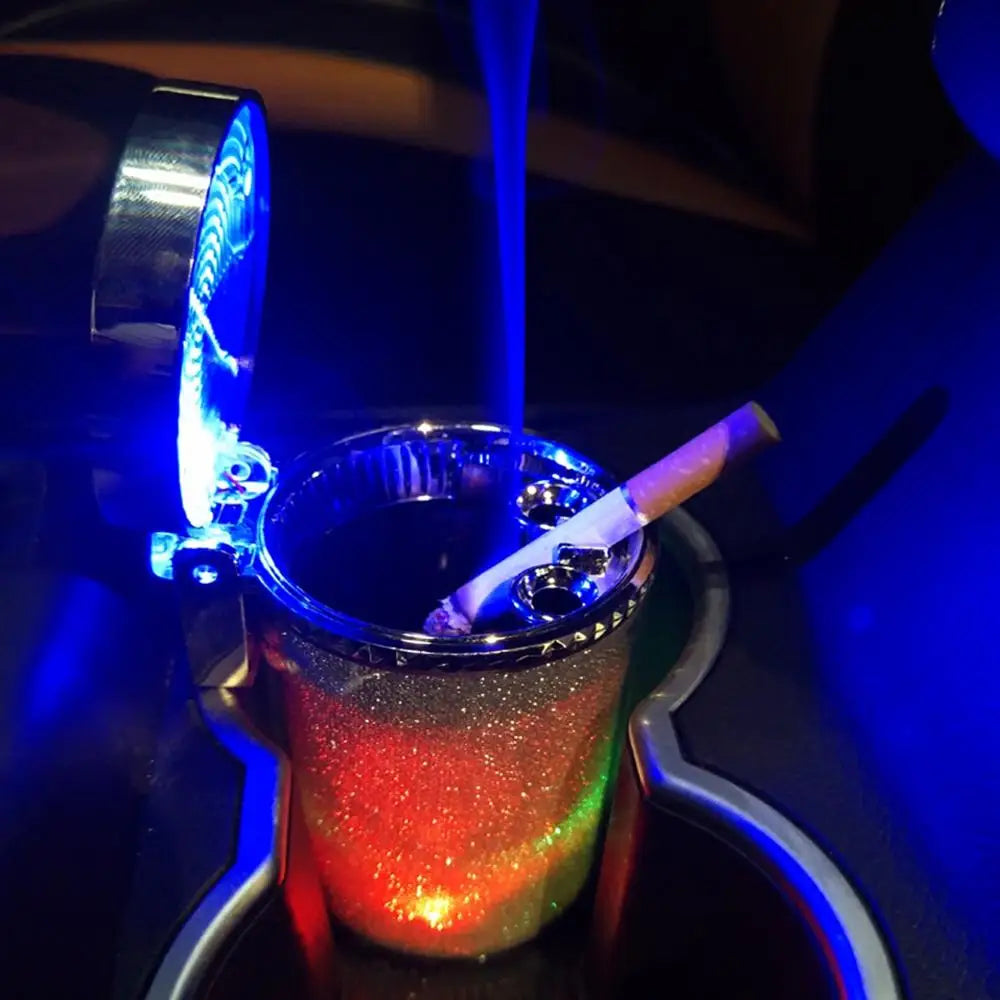 Portable Mini Car Ashtray with Colourful LED Light
