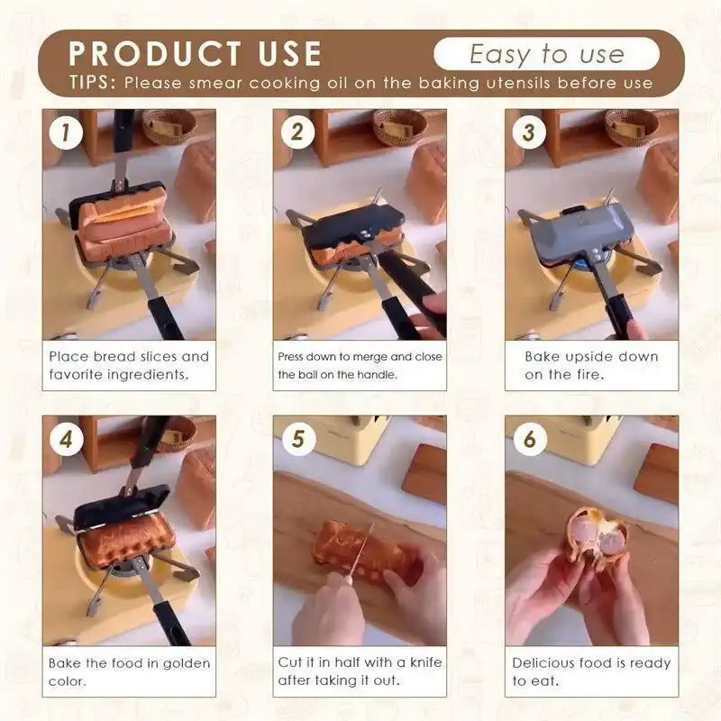 Double-Sided Non-Stick Sandwich Pan with Detachable Handle