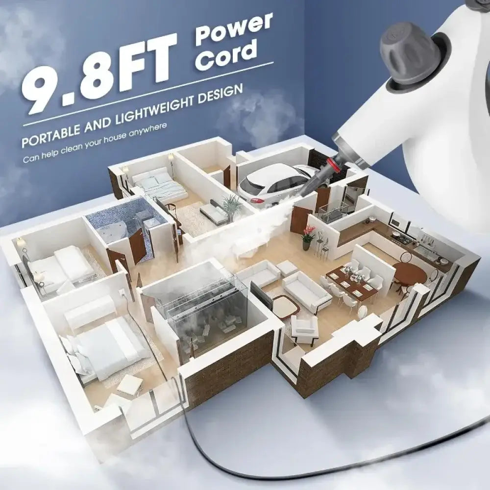 Pressurized Handheld Steam Cleaner 15.2OZ Multi-Purpose Portable Steamer with 14 Accessories