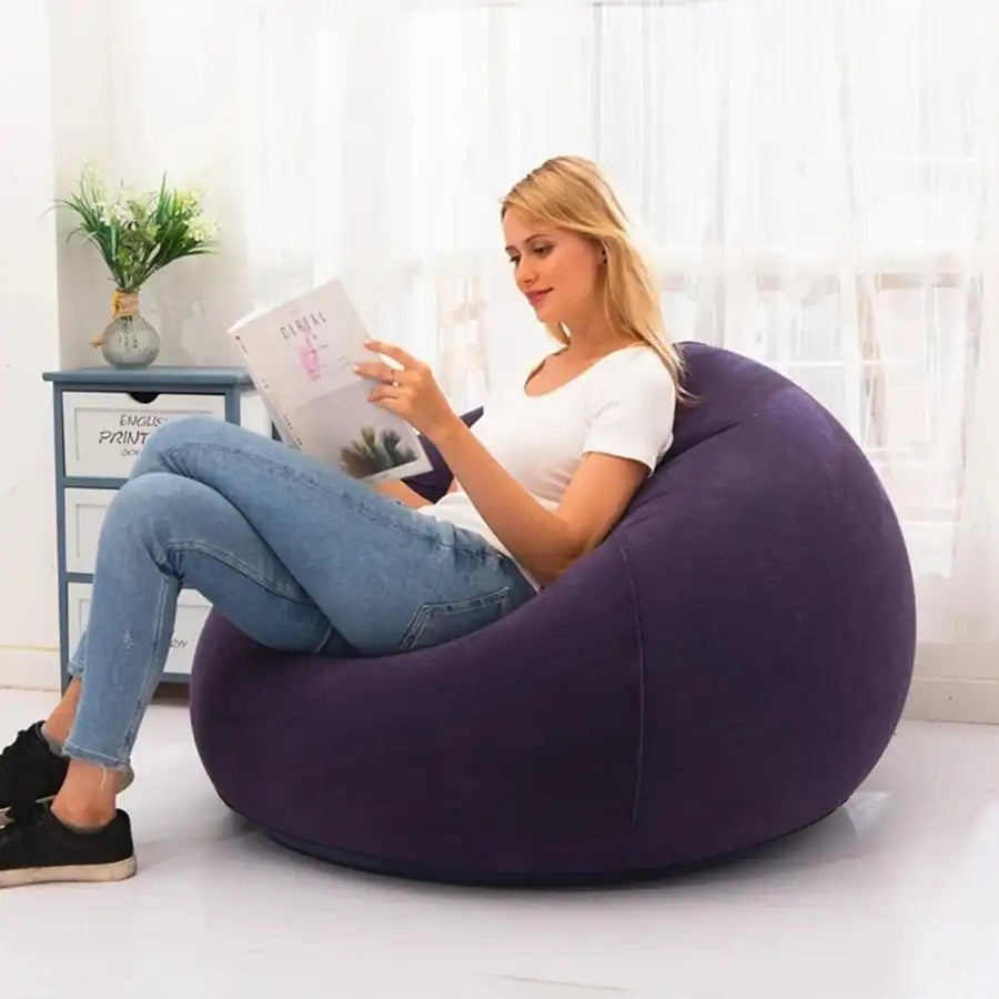 Flocked Inflatable Bean Bag Sofa Chair