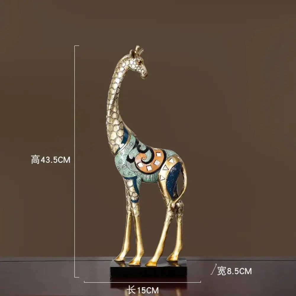 Resin LUCKY Giraffe Elk Figurine Statue Home Living Room Decor Crafts Sculpture