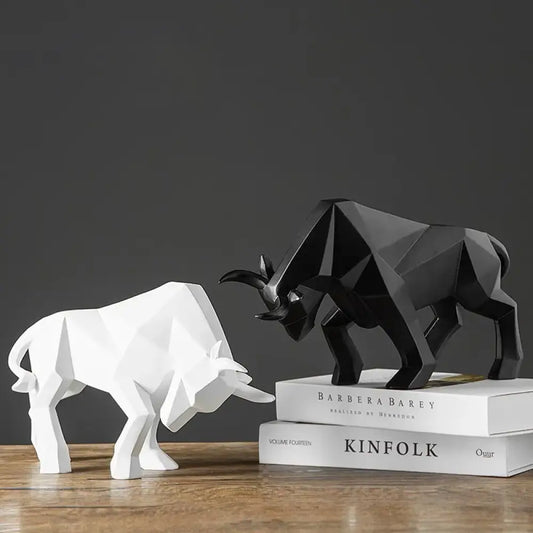 Wall Street Bull Statue Bison Sculpture – Contemporary Resin Decor