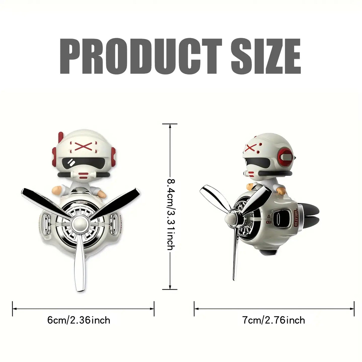 Bobblehead Pilot Car Vent Air Freshener - spinning propeller