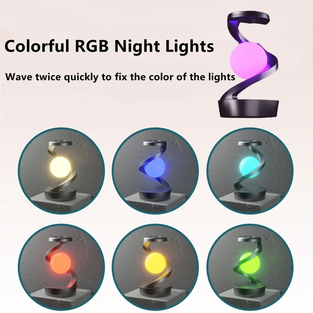 Rotating Floating Lamp with 15W Wireless Charger & RGB Atmosphere Light