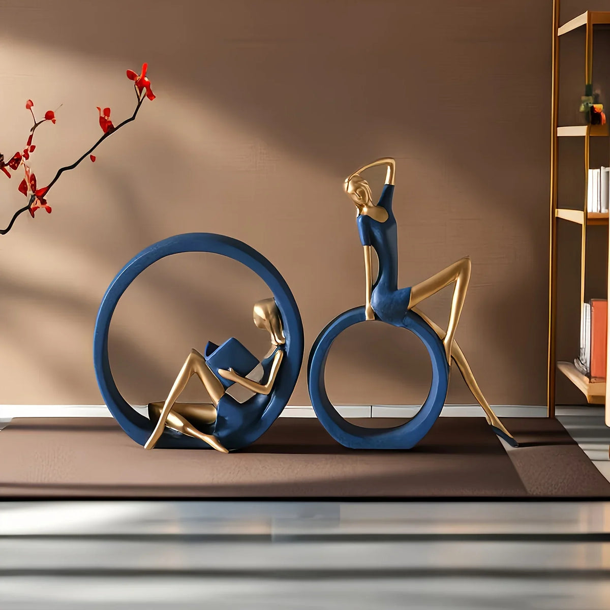 Yoga Reading "OK" Girl Ornament Modern Resin Literary Sculpture