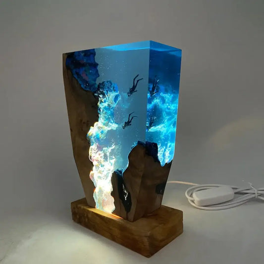 Seabed World Diving Cave Resin Table Light Creative Art USB Night Light